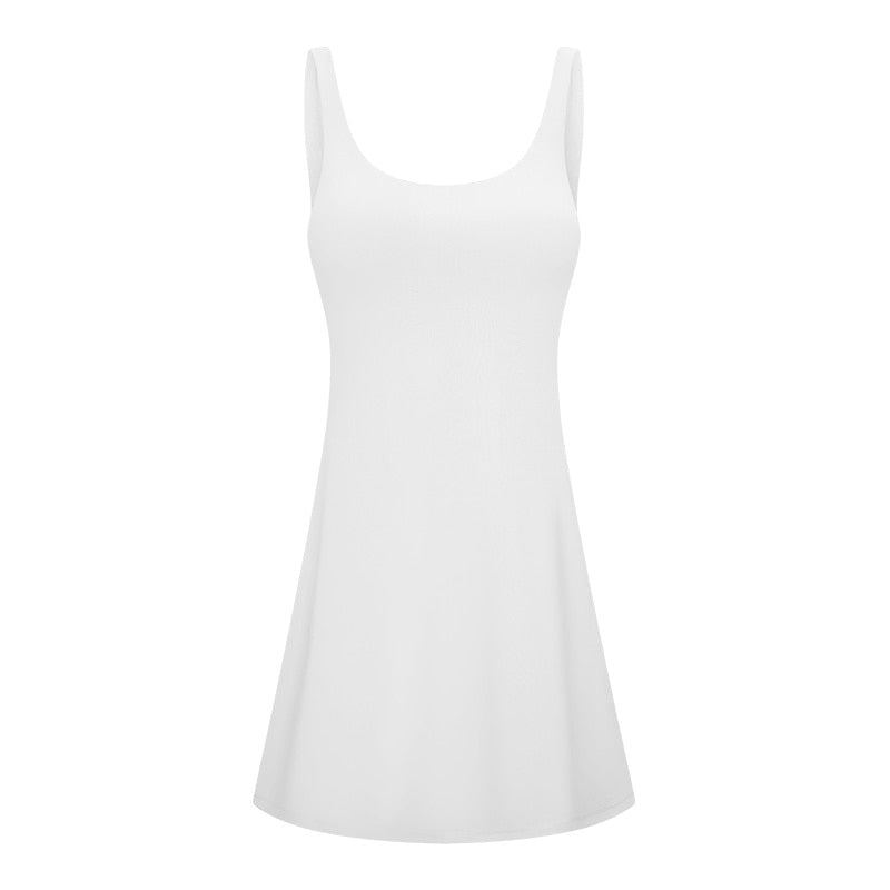 Sleeveless Tennis Dress with Built-in Bra & Shorts