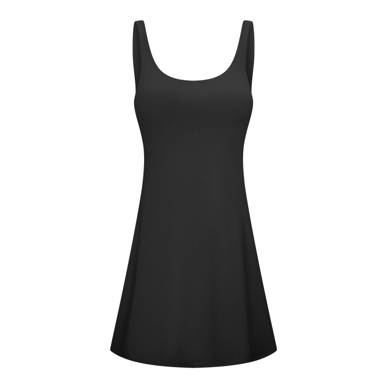 Sleeveless Tennis Dress with Built-in Bra & Shorts