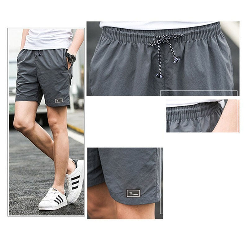 Men's Shorts Polyester Shorts for Men New 2021 Summer Solid Breathable Elastic Waist Casual Man Shorts Male Bermuda Homme