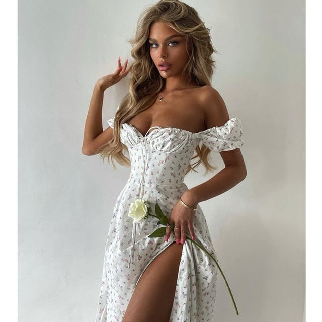 Floral Puff Sleeve Maxi Dress